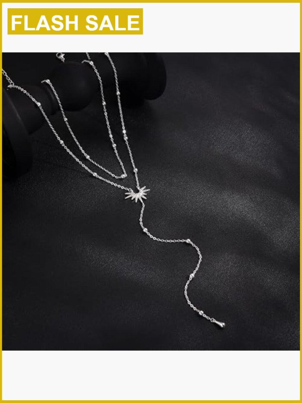 Dainty Y-Shaped Sun Pendant Lariat Necklace, 14k Gold Plated - Picture 6 of 7